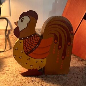 Colorful Wooden Rooster Decor